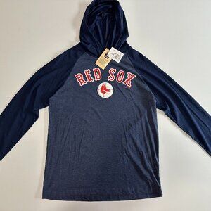 Boston Red Sox Shirt Mens Large Blue Majestic Cooperstown Collection Hoodie MLB